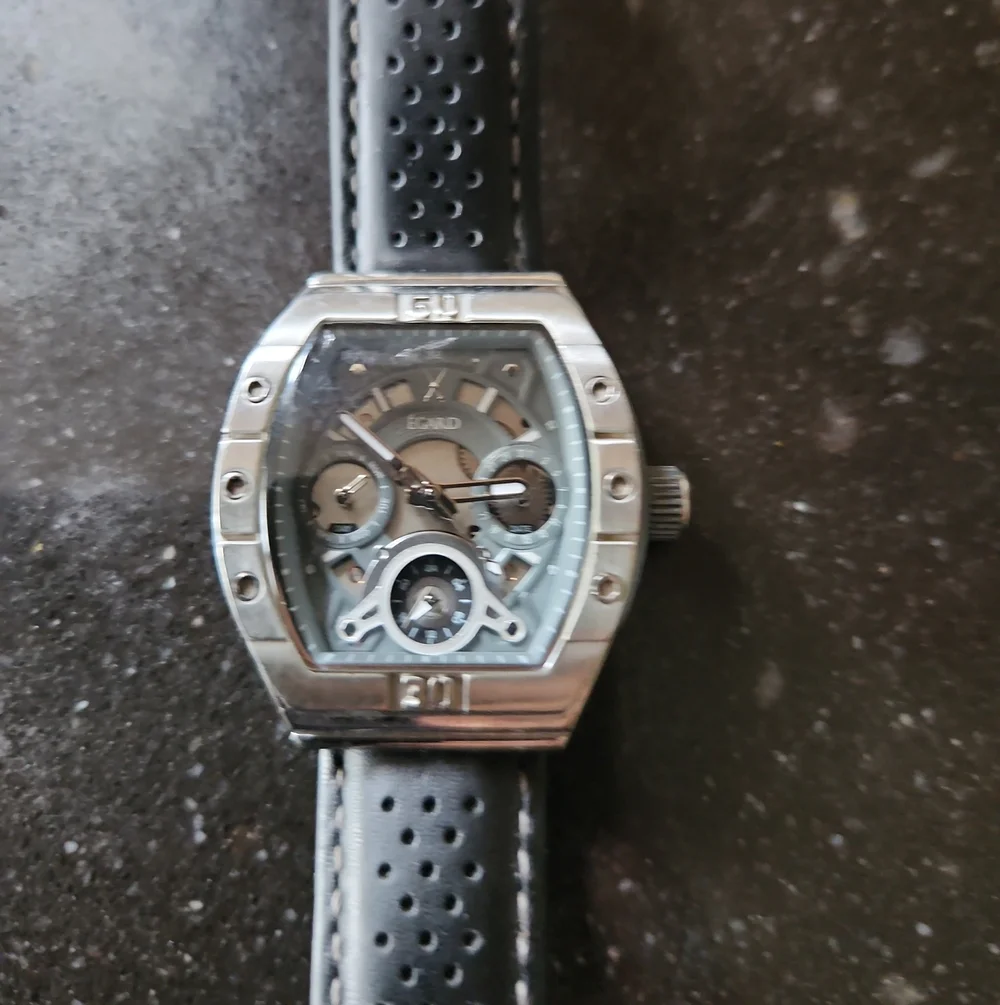 Egard Ladies Patriot Classic SS Case Watch with Black Strap